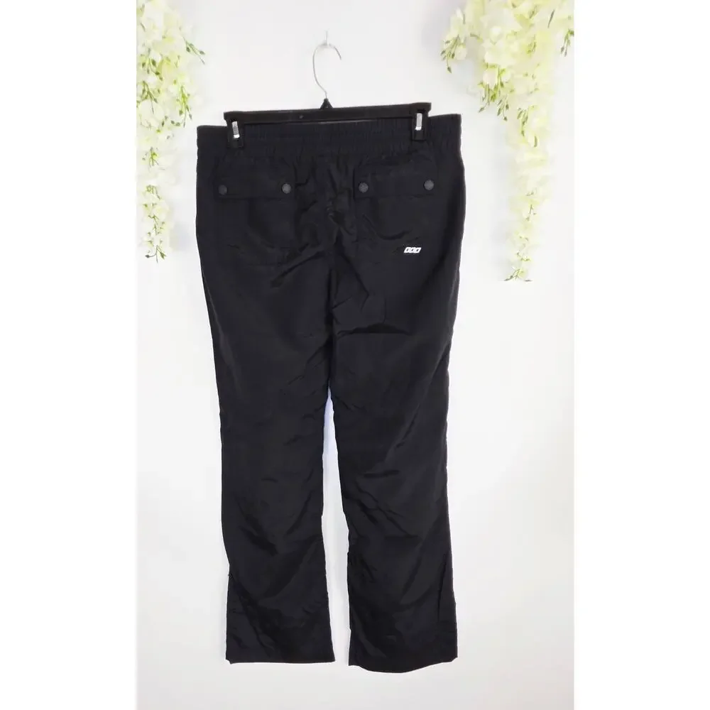 Lorna Jane Track Pants Large Black Drawstring Athletic Athleisure Y2K Gorpcore
